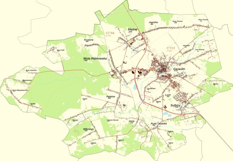 Fragment planu ogólnego gminy z oznaczeniem terenów pod zabudowę